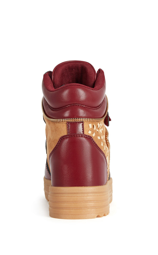LUMUS-BURGUNDY WEDGE SNEAKER