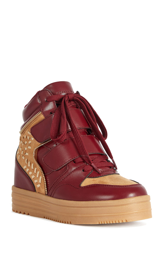 LUMUS-BURGUNDY WEDGE SNEAKER