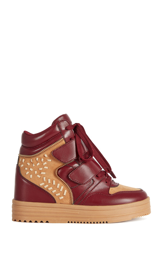 LUMUS-BURGUNDY WEDGE SNEAKER