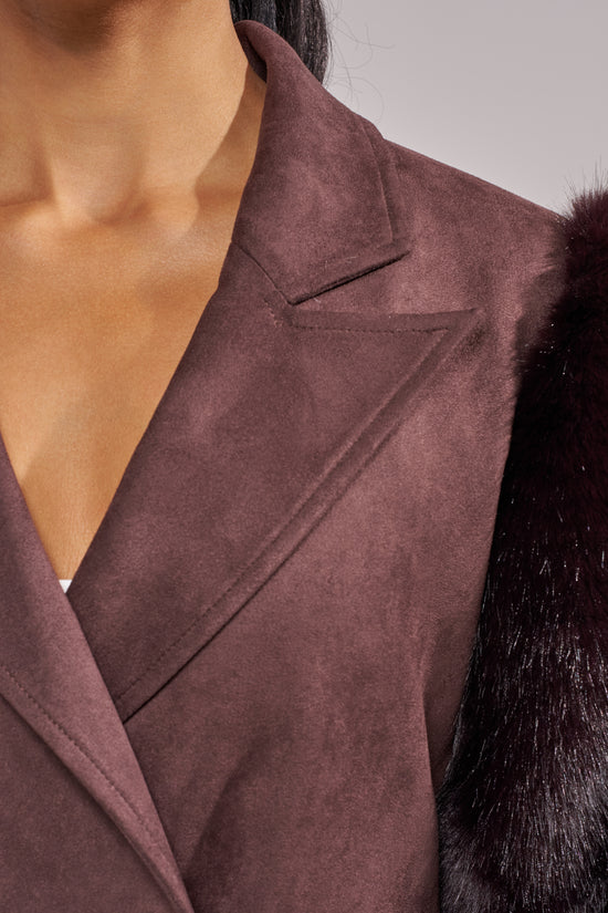 LURIELLE-ESPRESSO FAUX FUR TRENCH COAT