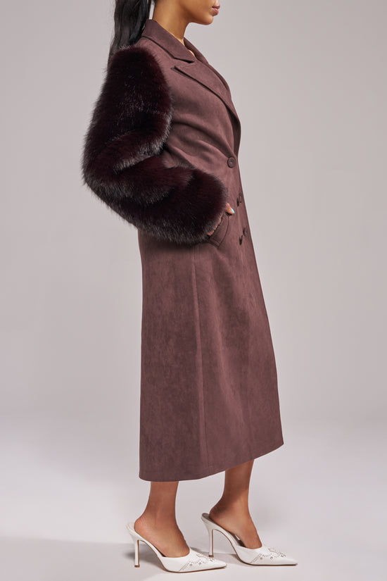 LURIELLE-ESPRESSO FAUX FUR TRENCH COAT