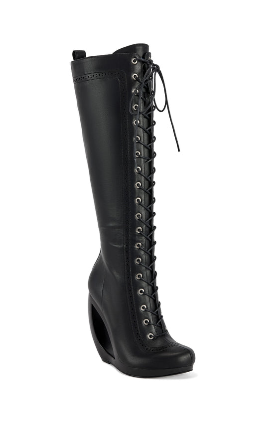 LUTZ-BLACK PLATFORM WEDGE BOOT