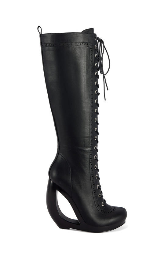 LUTZ-BLACK PLATFORM WEDGE BOOT