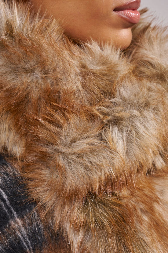 MADDY-BROWN FUR BOMBER JACKET
