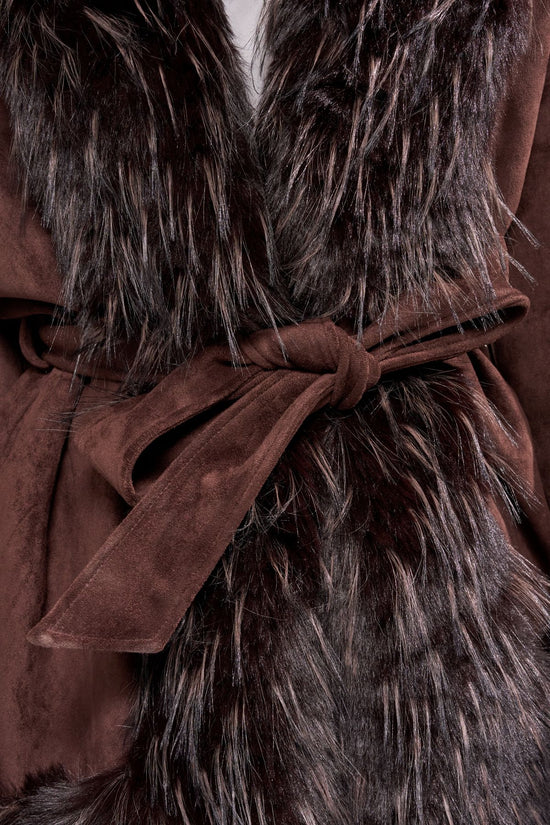 MAELLE-ESPRESSO FAUX FUR JACKET