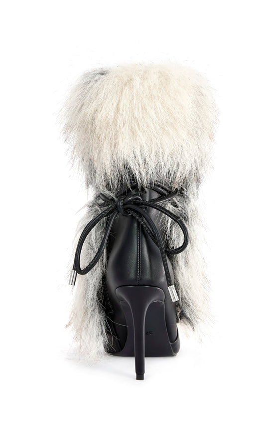 MAHTAMA-BLACKBEIGE FAUX FUR STILETTO BOOTIE