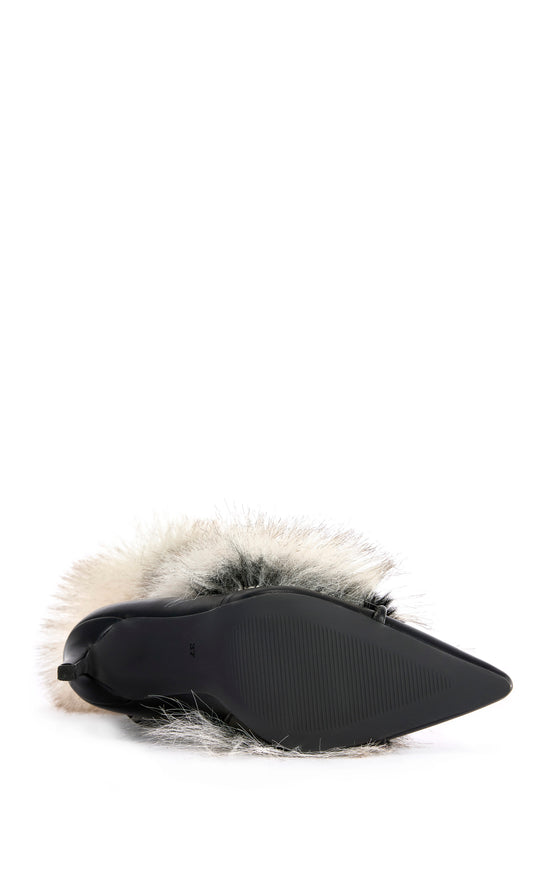 MAHTAMA-BLACKBEIGE FAUX FUR STILETTO BOOTIE