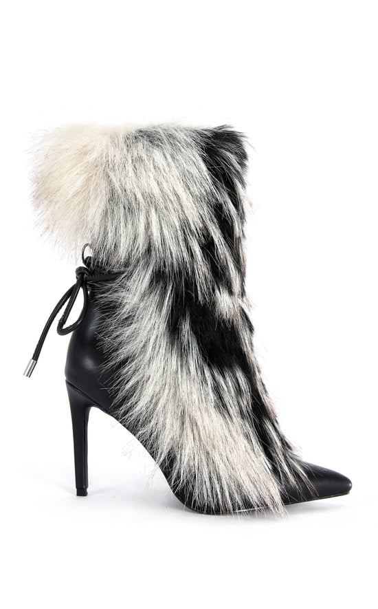 MAHTAMA-BLACKBEIGE FAUX FUR STILETTO BOOTIE
