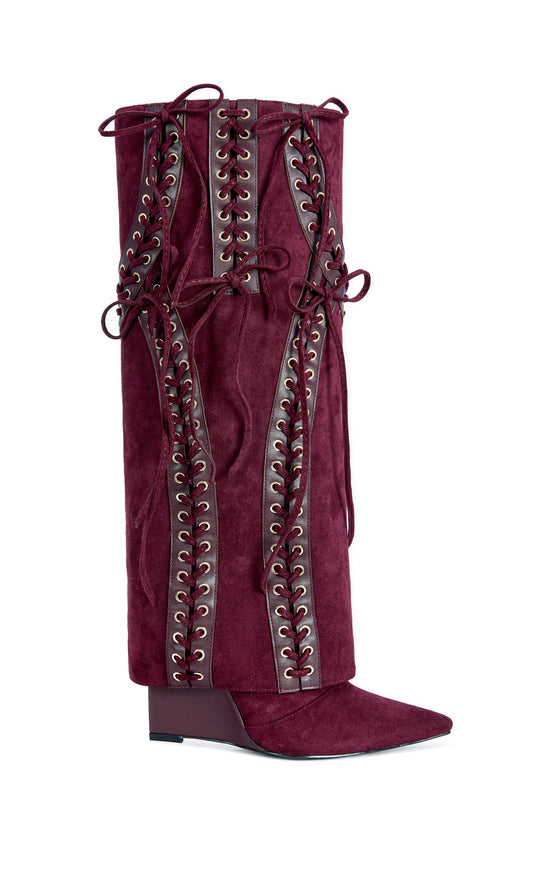 MANTEGNA-PLUM WEDGE BOOT