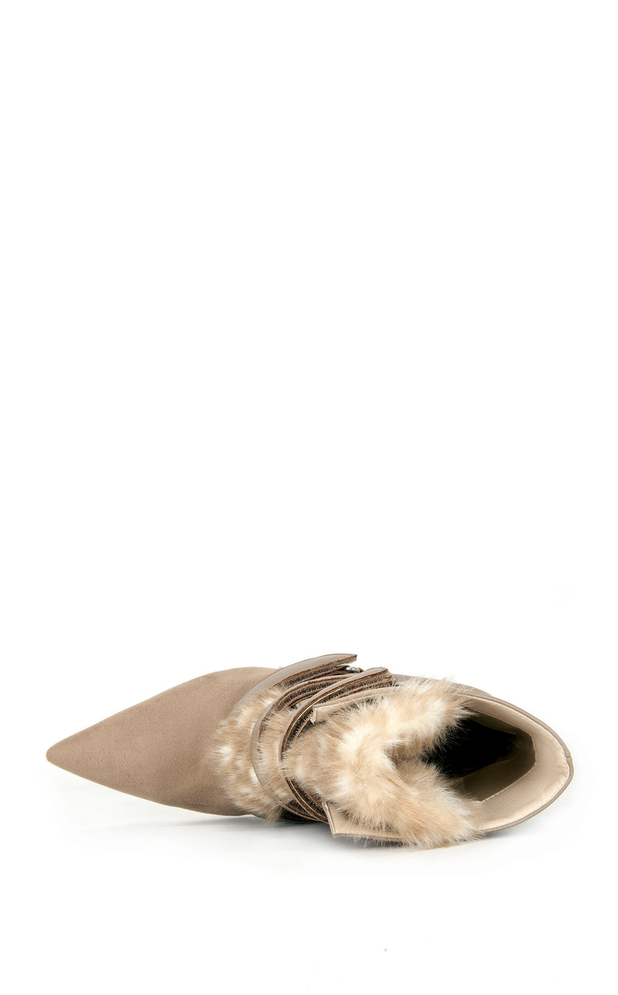 MARANETTE-TAN FAUX FUR WEDGE BOOTIE