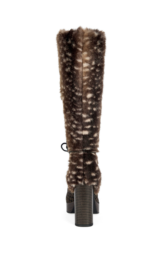MARA-CHOCOLATE FAUX FUR BLOCK BOOT