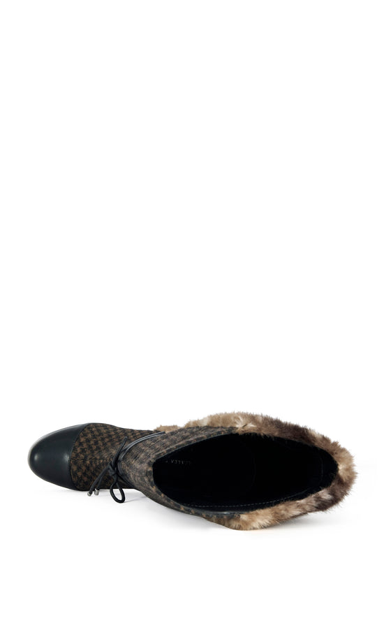 MARA-CHOCOLATE FAUX FUR BLOCK BOOT