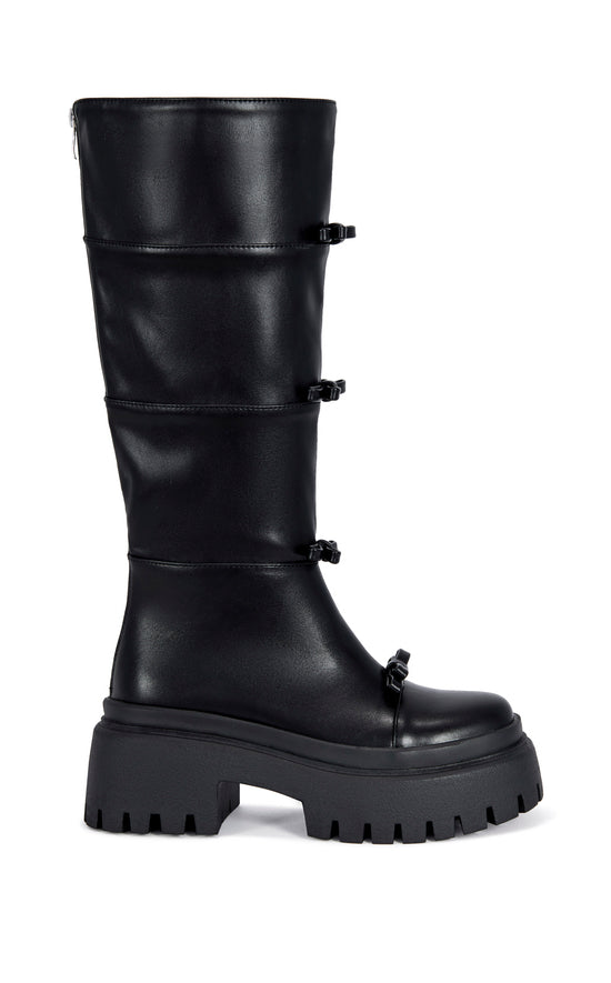 MARGUERITE-BLACK COMBAT FLATFORM BOOT