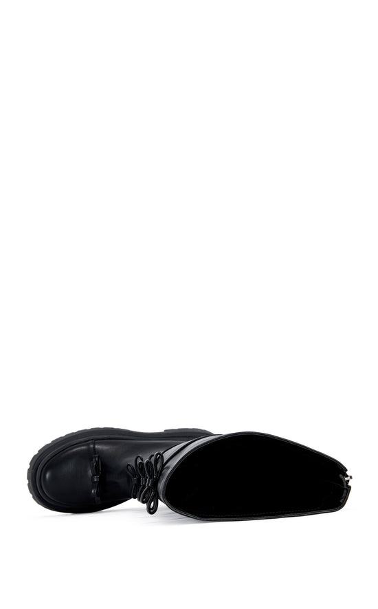 MARGUERITE-BLACK COMBAT FLATFORM BOOT