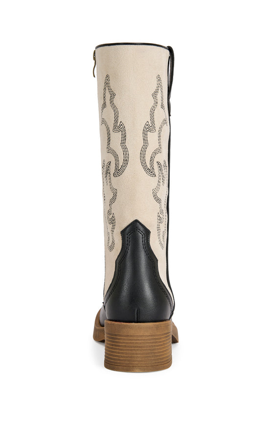ミュールレースランジェ リーバニー　ブラック　マリームーン　CS25025 MARIANA-BLACKWHITE FLAT BOOT | AZALEA WANG