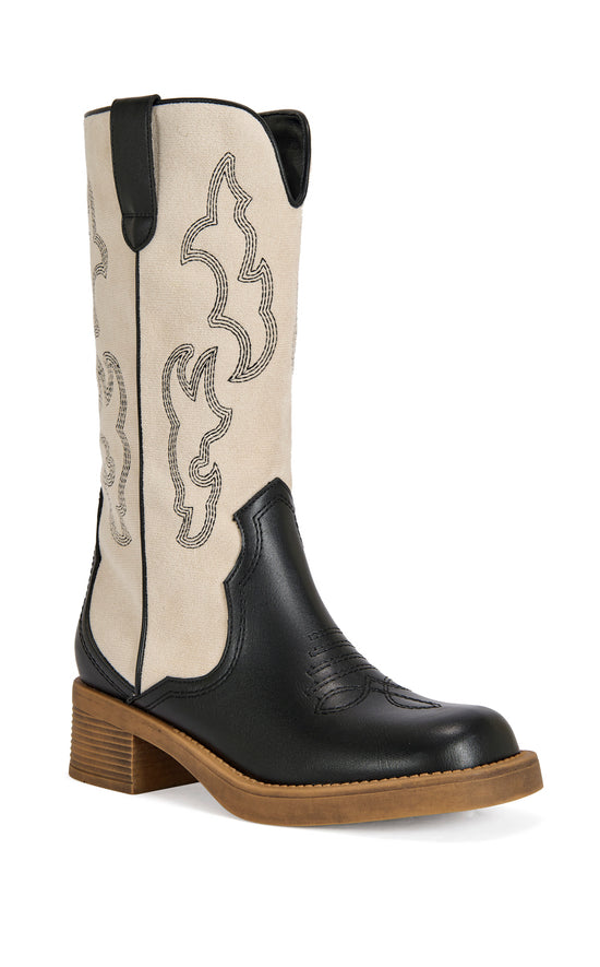 MARIANA-BLACKWHITE FLAT BOOT | AZALEA WANG