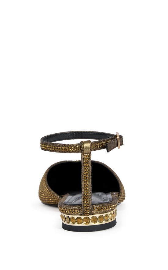 MARIBEL-GOLD ANKLE STRAP FLAT