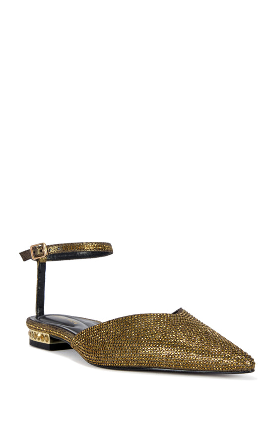 MARIBEL-GOLD ANKLE STRAP FLAT