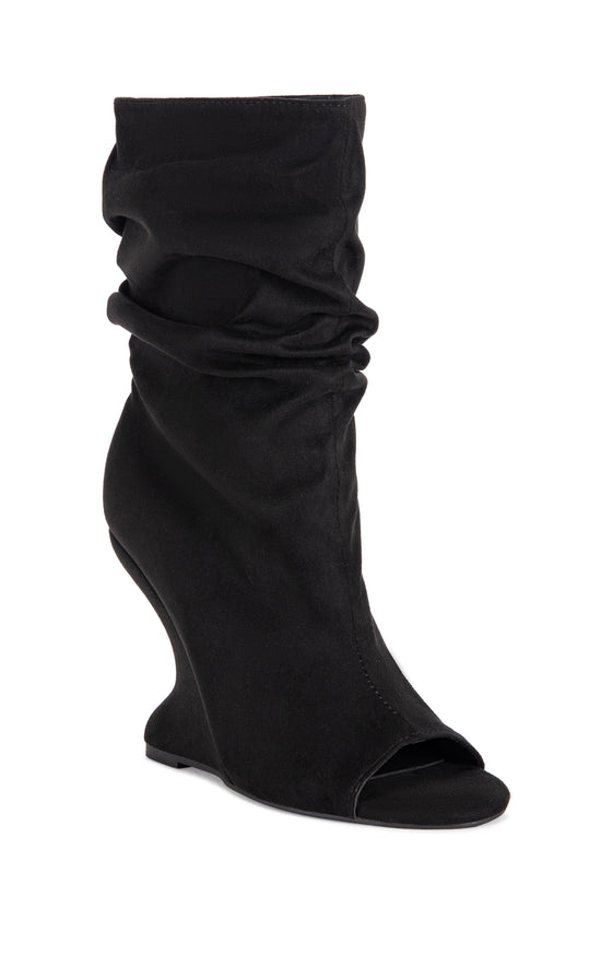 MARIN-BLACK CURVED WEDGE SLOUCH BOOTIE