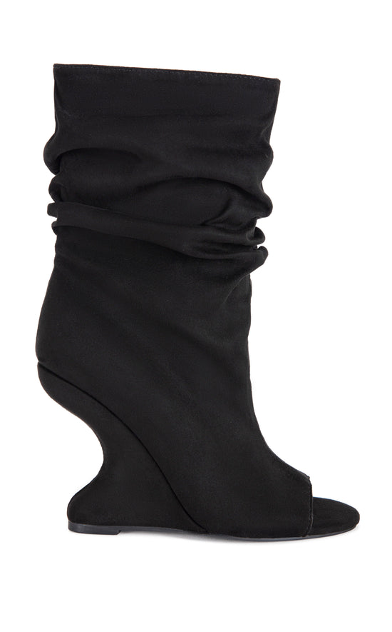 MARIN-BLACK CURVED WEDGE SLOUCH BOOTIE