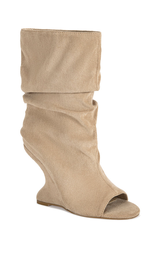 MARIN-NUDE CURVED WEDGE SLOUCH BOOTIE