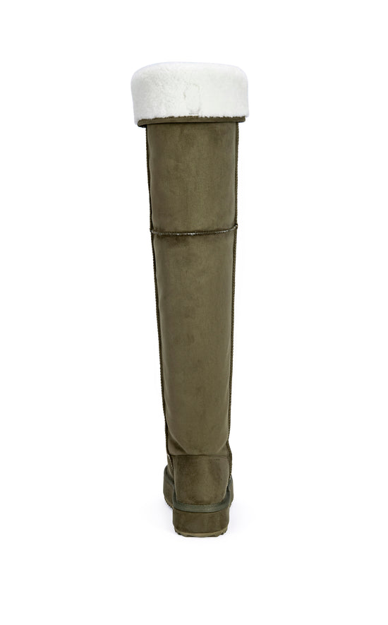 MARLOW-OLIVE KNEE-HIGH FLATFORM BOOT