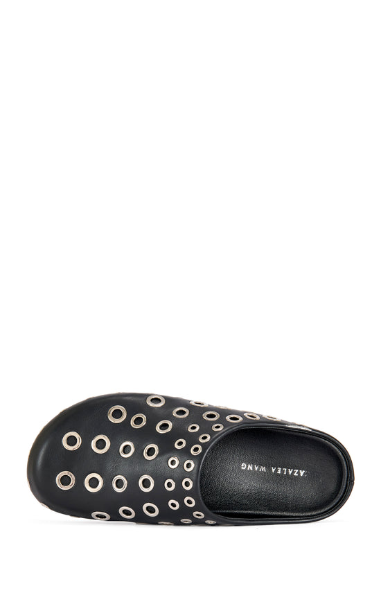 MARSHA-BLACK GROMMET FLAT MULE