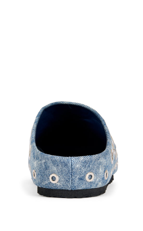 MARSHA-DENIM GROMMET FLAT MULE