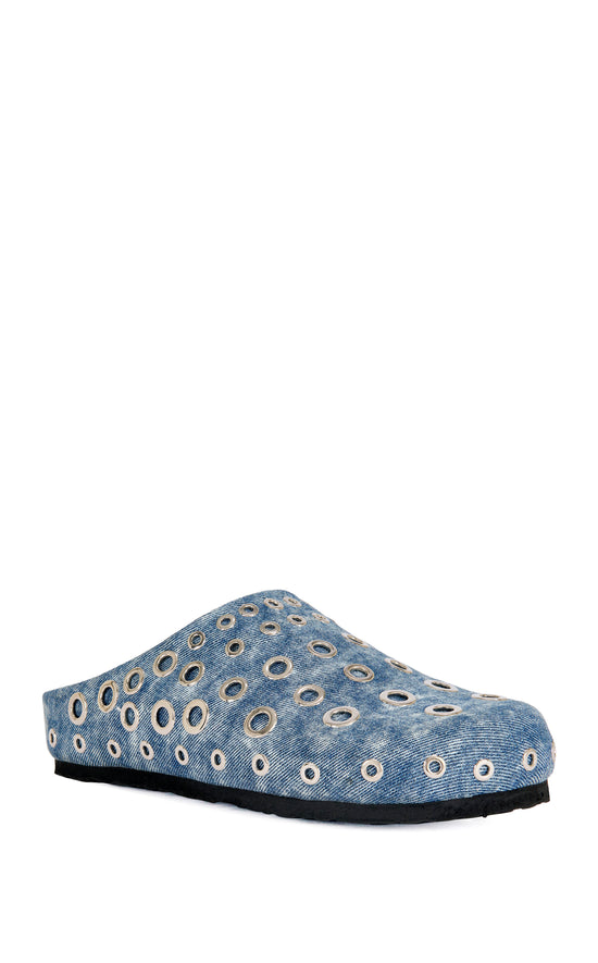MARSHA-DENIM GROMMET FLAT MULE