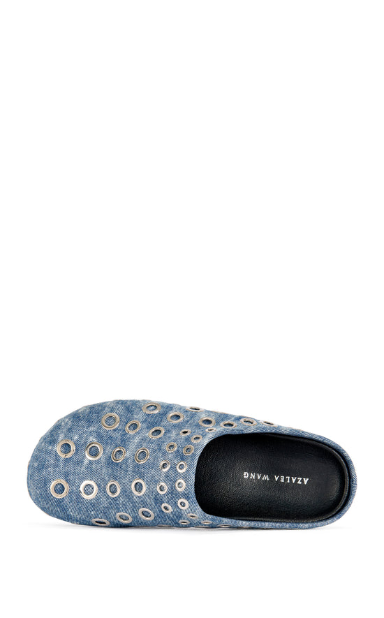 MARSHA-DENIM GROMMET FLAT MULE