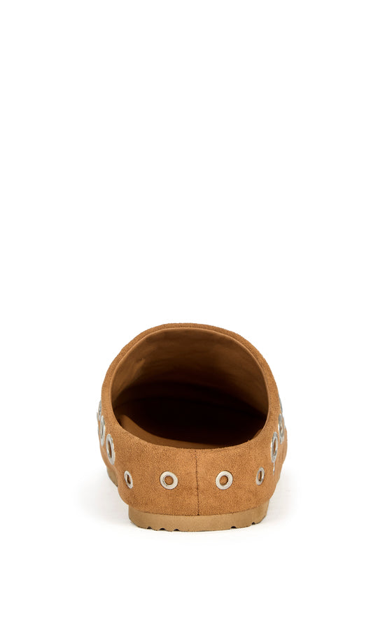MARSHA-TAN EMBELLISHED FLAT MULE