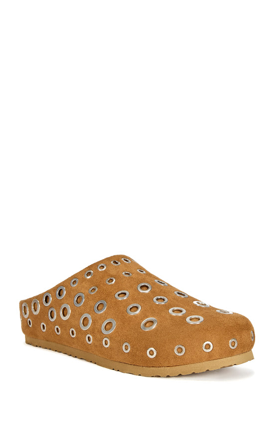 MARSHA-TAN EMBELLISHED FLAT MULE