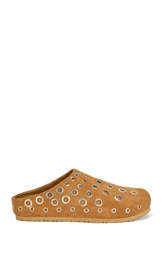 MARSHA-TAN EMBELLISHED FLAT MULE