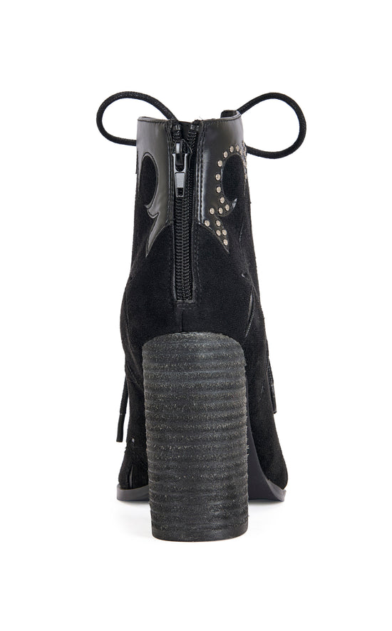 MIRONA-BLACK WESTERN PEEP-TOE BOOTIE