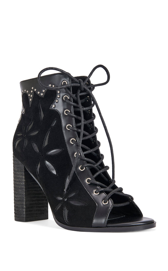 MIRONA-BLACK WESTERN PEEP-TOE BOOTIE