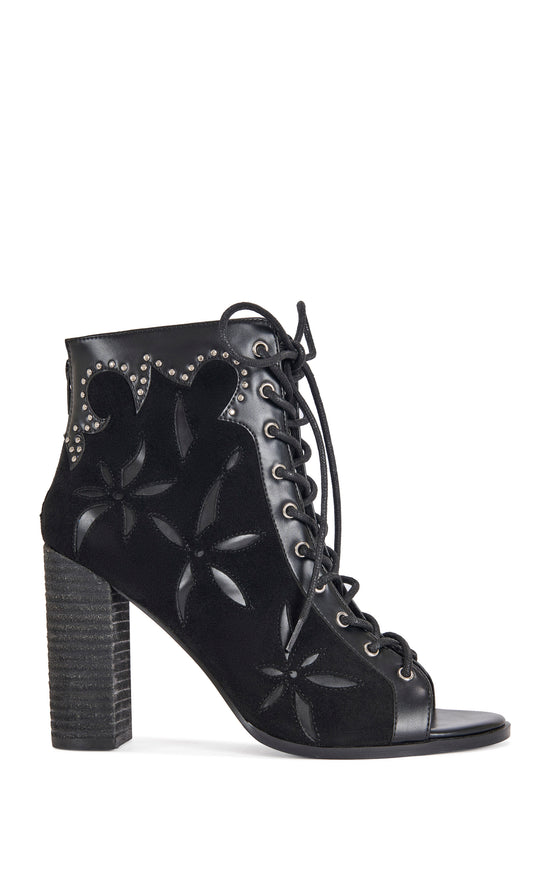 MIRONA-BLACK WESTERN PEEP-TOE BOOTIE