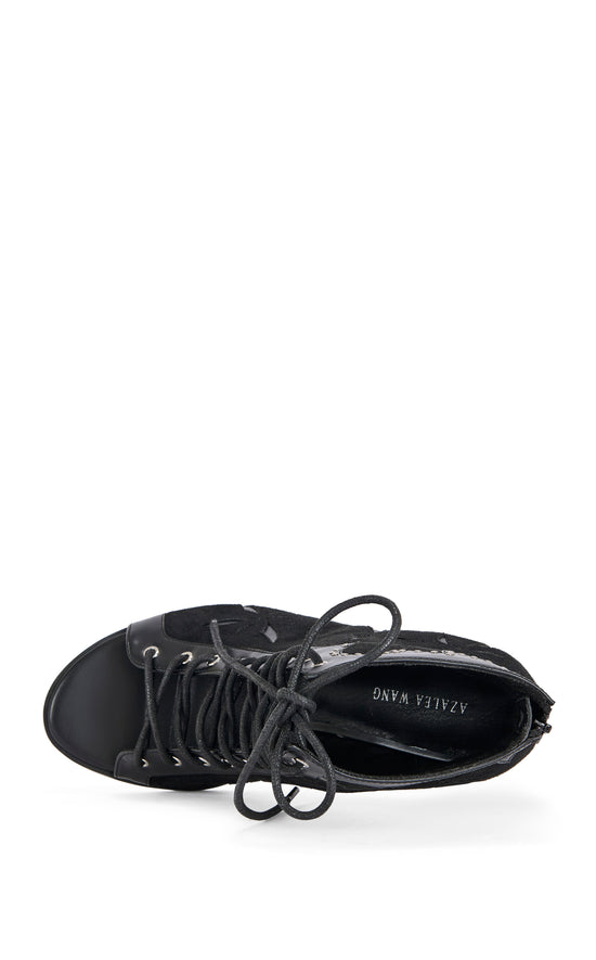 MIRONA-BLACK WESTERN PEEP-TOE BOOTIE