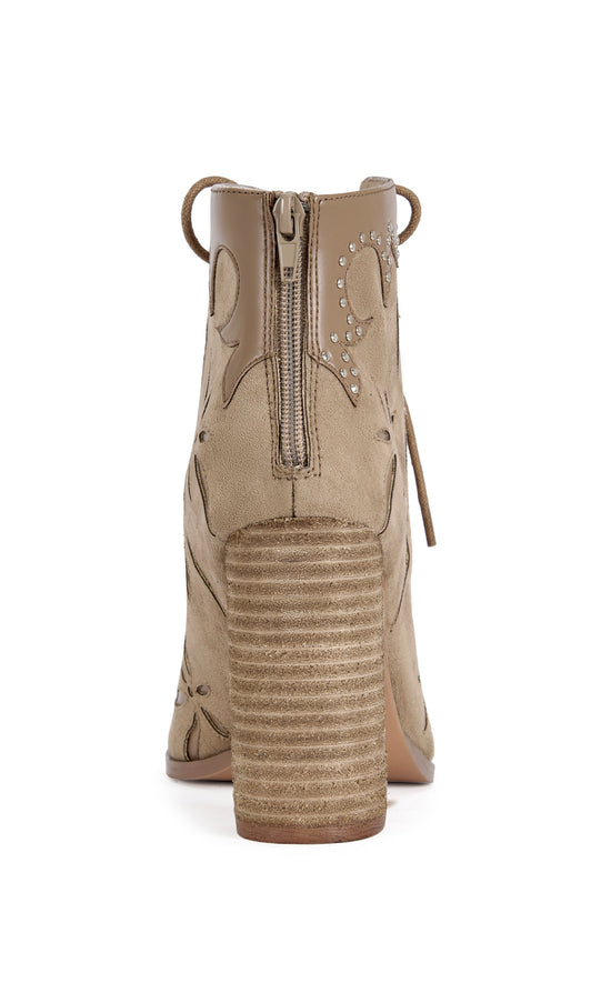 MIRONA-BROWN WESTERN PEEP-TOE BOOTIE