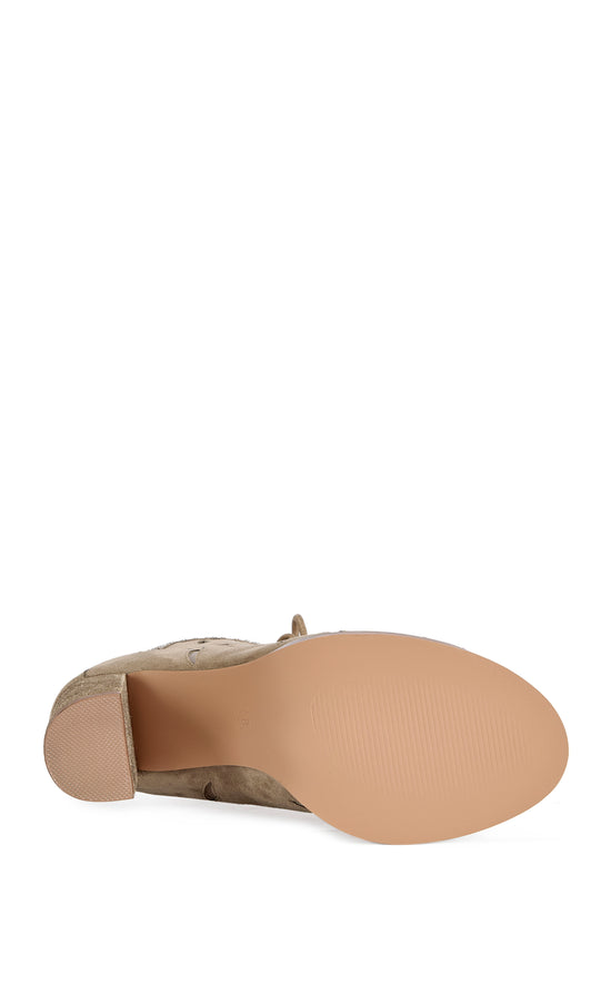 MIRONA-BROWN WESTERN PEEP-TOE BOOTIE