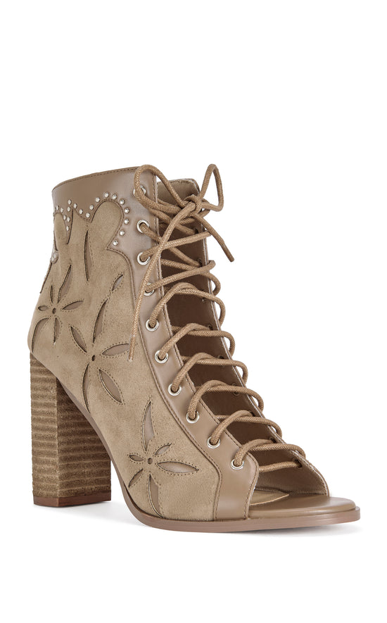 MIRONA-BROWN WESTERN PEEP-TOE BOOTIE