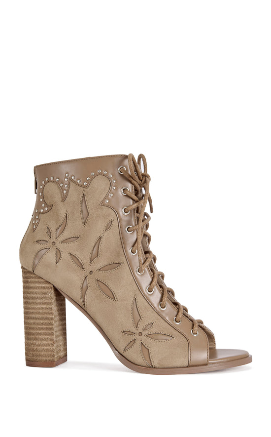 MIRONA-BROWN WESTERN PEEP-TOE BOOTIE