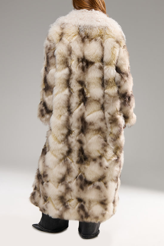 MIVRA-CREAMMULTI LONG FAUX FUR COAT
