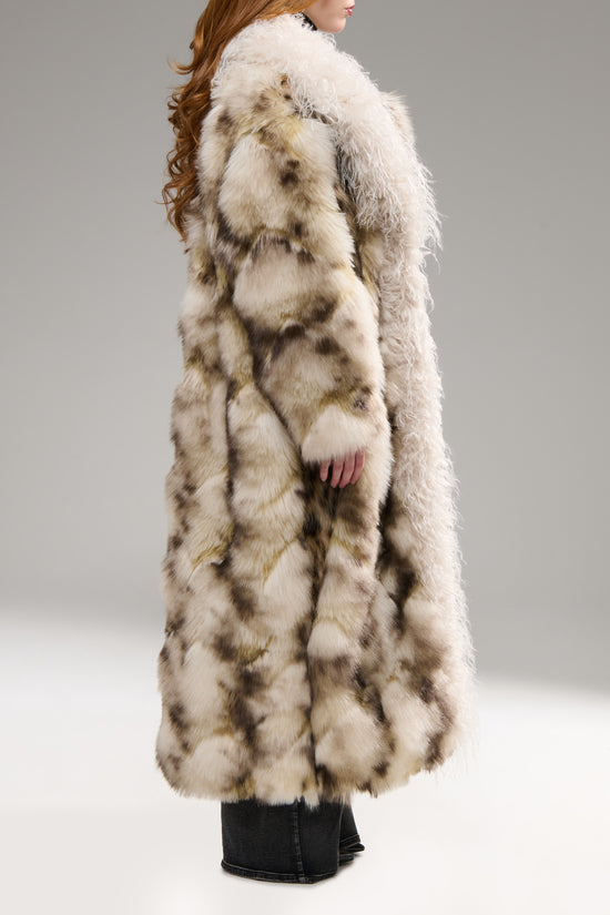 MIVRA-CREAMMULTI LONG FAUX FUR COAT