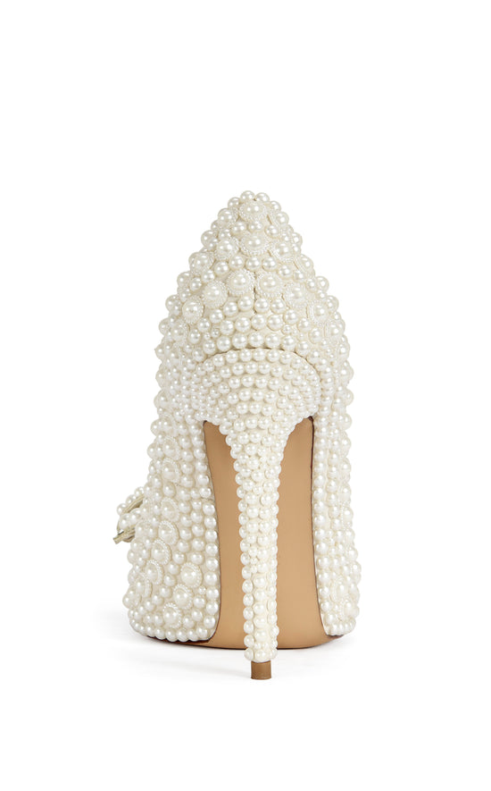 NAAMAH-WHITE PEARL STILETTO PUMP