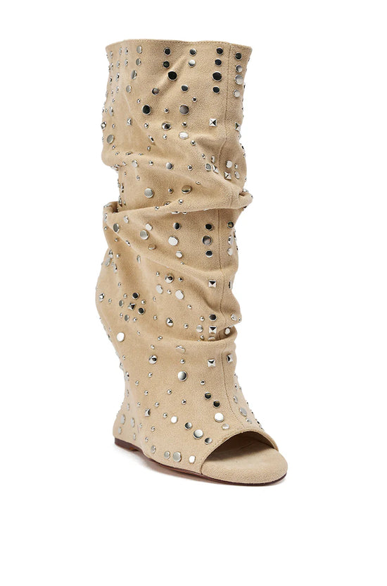 NAOMANI-BEIGE WEDGE BOOTIE