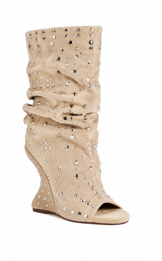 NAOMANI-BEIGE WEDGE BOOTIE