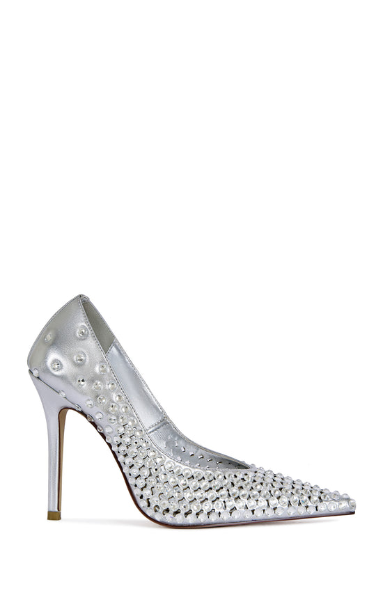 NAOS-SILVER RHINESTONE STILETTO PUMP