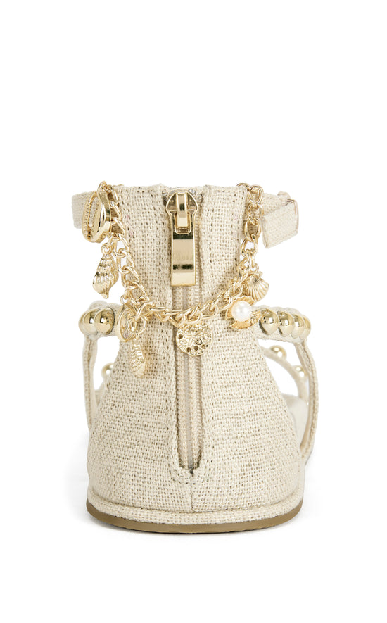 NAUTYCA-NATURAL STUDDED FLAT SANDAL