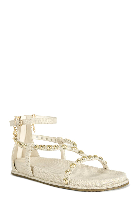 NAUTYCA-NATURAL STUDDED FLAT SANDAL