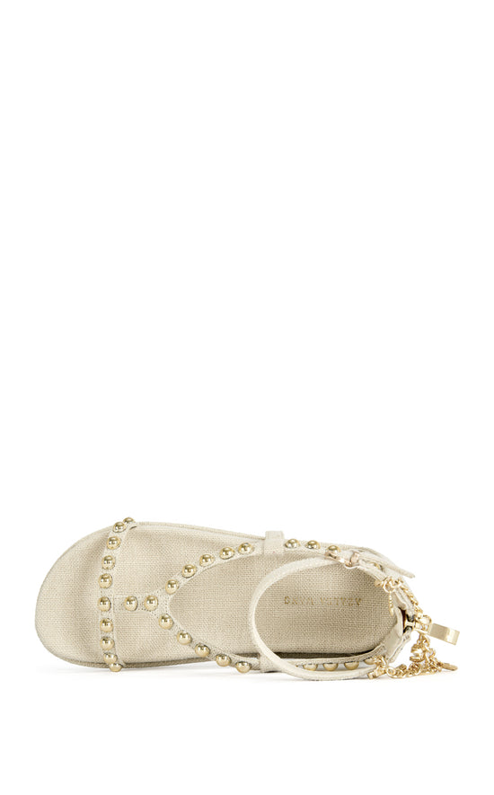 NAUTYCA-NATURAL STUDDED FLAT SANDAL